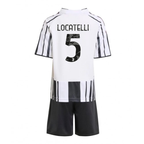 Otroški Nogometni dresi Juventus Manuel Locatelli #5 Domači 2025-26 Kratek Rokav (+ Kratke hlače)